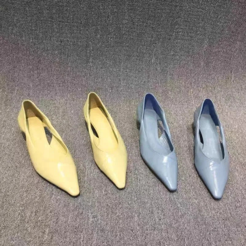 Blue Pointed Toe Low Heel Sandals