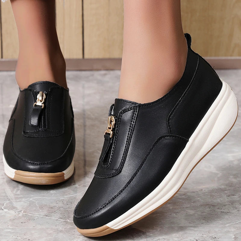 White Casual Flat Sneakers