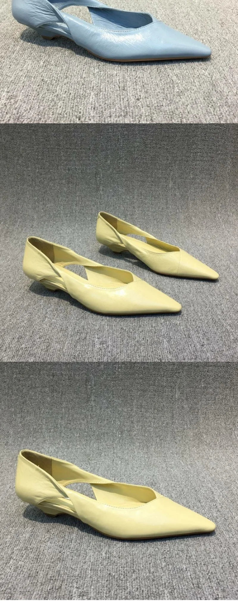 Blue Pointed Toe Low Heel Sandals