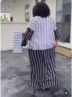 Striped V-Neck Maxi Dress