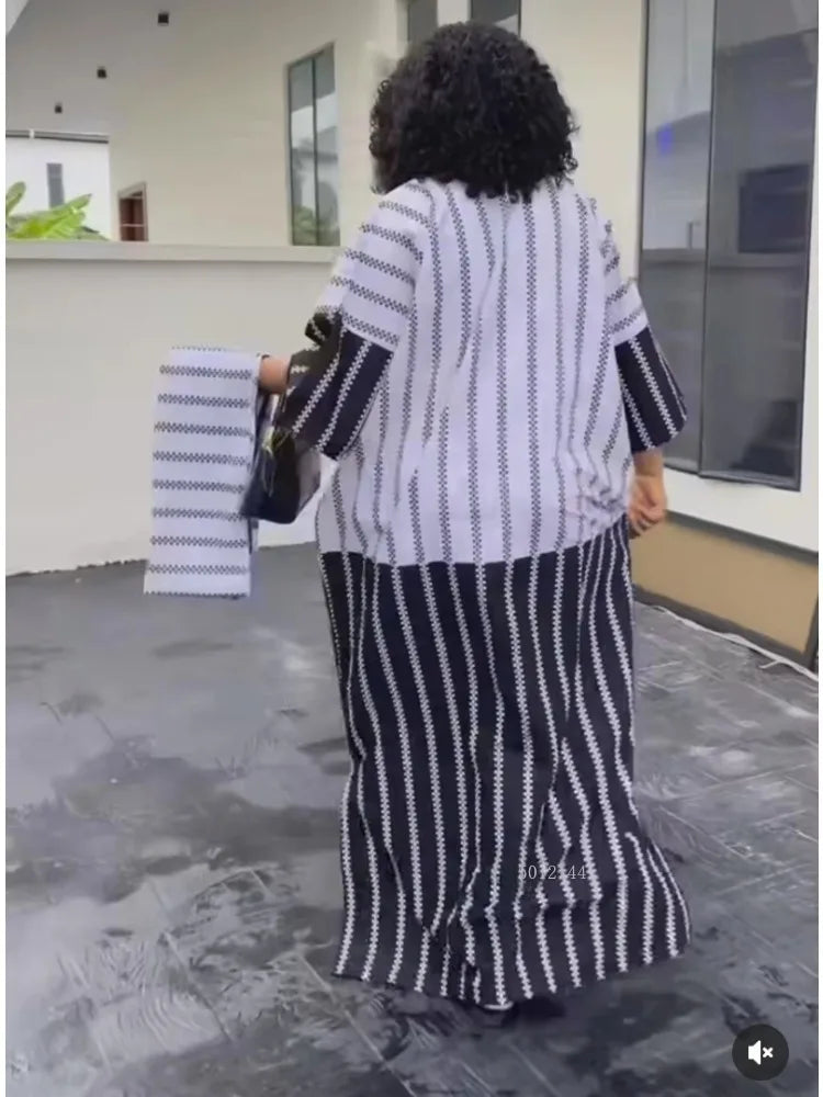 Striped V-Neck Maxi Dress