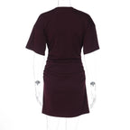 Pleated V-Neck Knee Length Dress