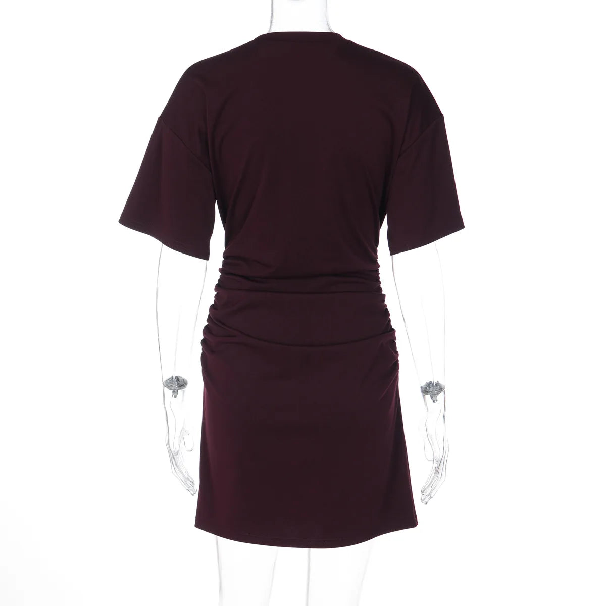 Pleated V-Neck Knee Length Dress