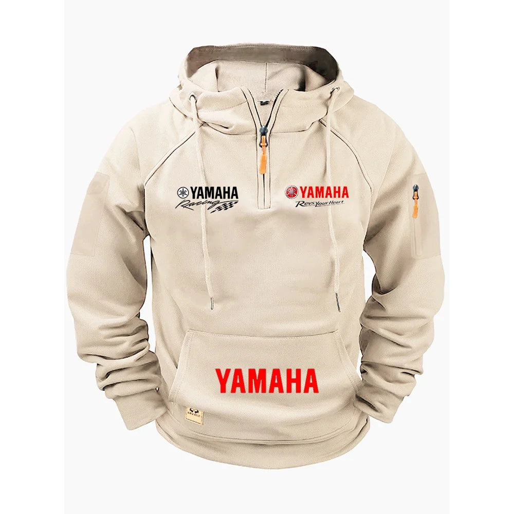 2026 Yamaha Autumn and Winter Vintage Heavy-Duty Men’s Fleece Hooded Sweater