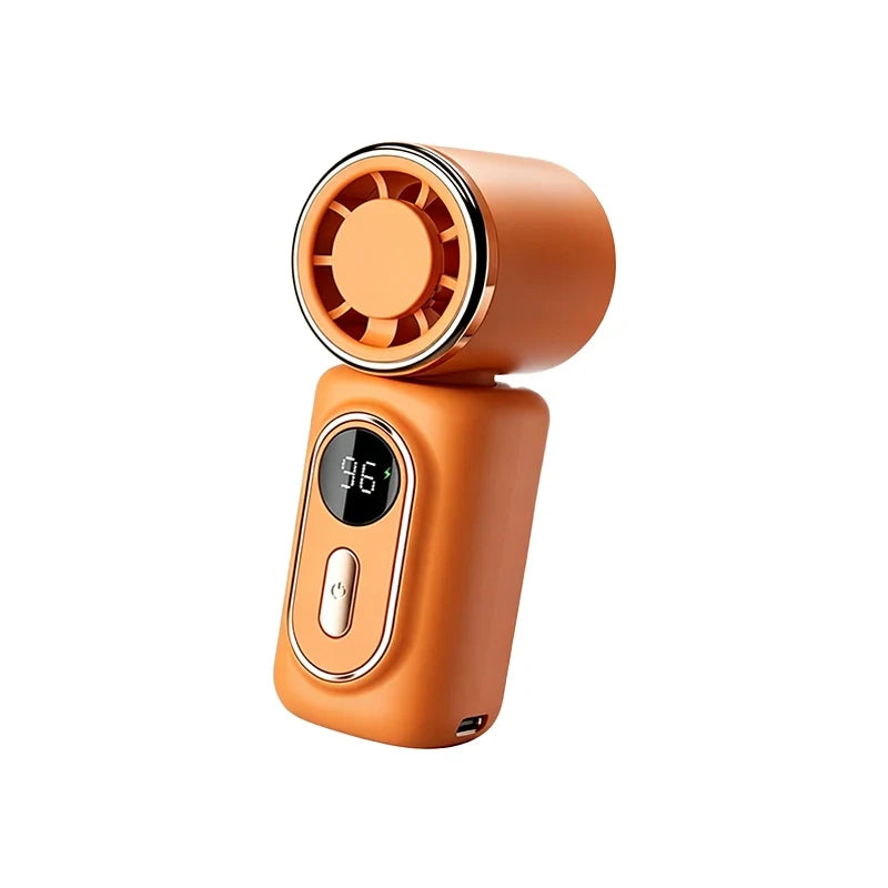 Portable Mini Fan Handheld Small Fans 5 Speeds 3000mAh Cooling Turbo Fan LED Display 180° Adjustable Clip Type-C Rechargeable