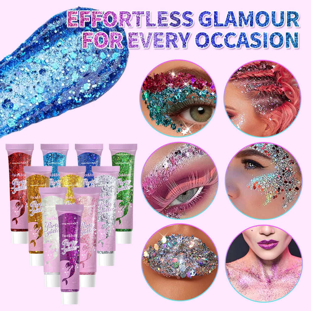 10 Piece Body Glitter Gel Set
