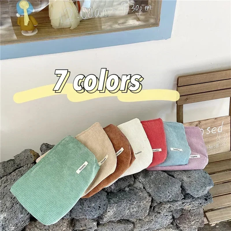 Soft Corduroy Cosmetic Organizer Bag
