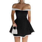 Contrast Ruffle Mini Dress