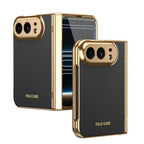 High Quality Plating PU Leather Texture Phone Case for IPhone Duo 5G 2026 with Tempered Glass Screen Protect Shockproof Cover