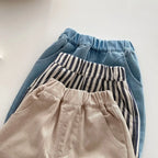 2026 Spring New 1-5Y Children Jeans Boys Denim Pants Mid Waist Girls Trousers Fashion Kids Plaid Pants