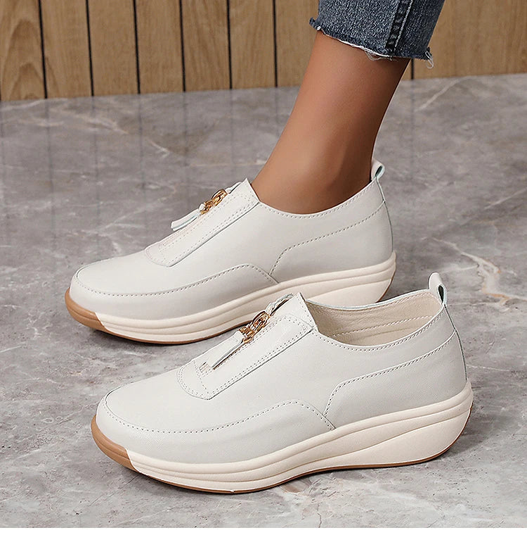 White Casual Flat Sneakers