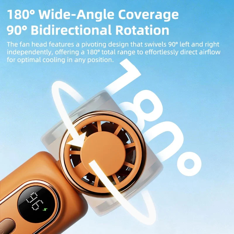 Portable Mini Fan Handheld Small Fans 5 Speeds 3000mAh Cooling Turbo Fan LED Display 180° Adjustable Clip Type-C Rechargeable