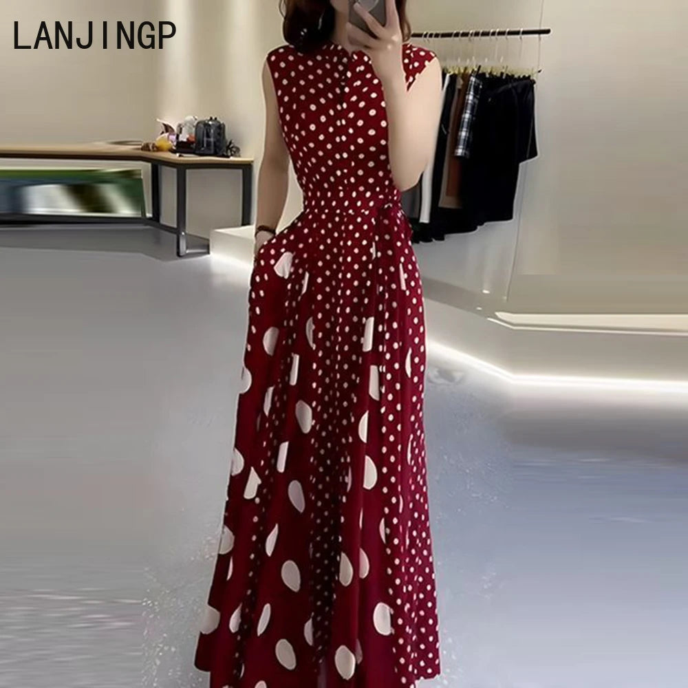 Polka Dot A-Line Midi Dress