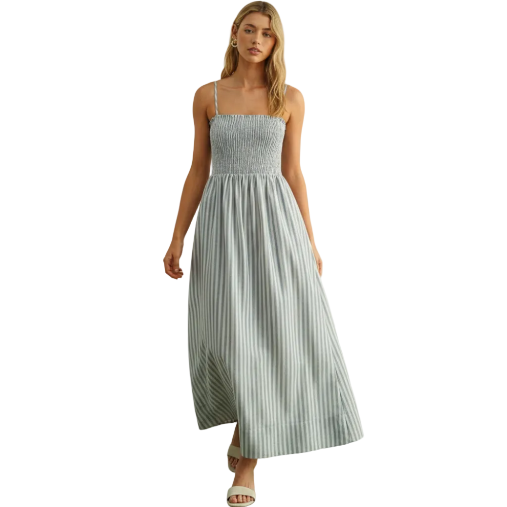 Striped Smocked Maxi Dress