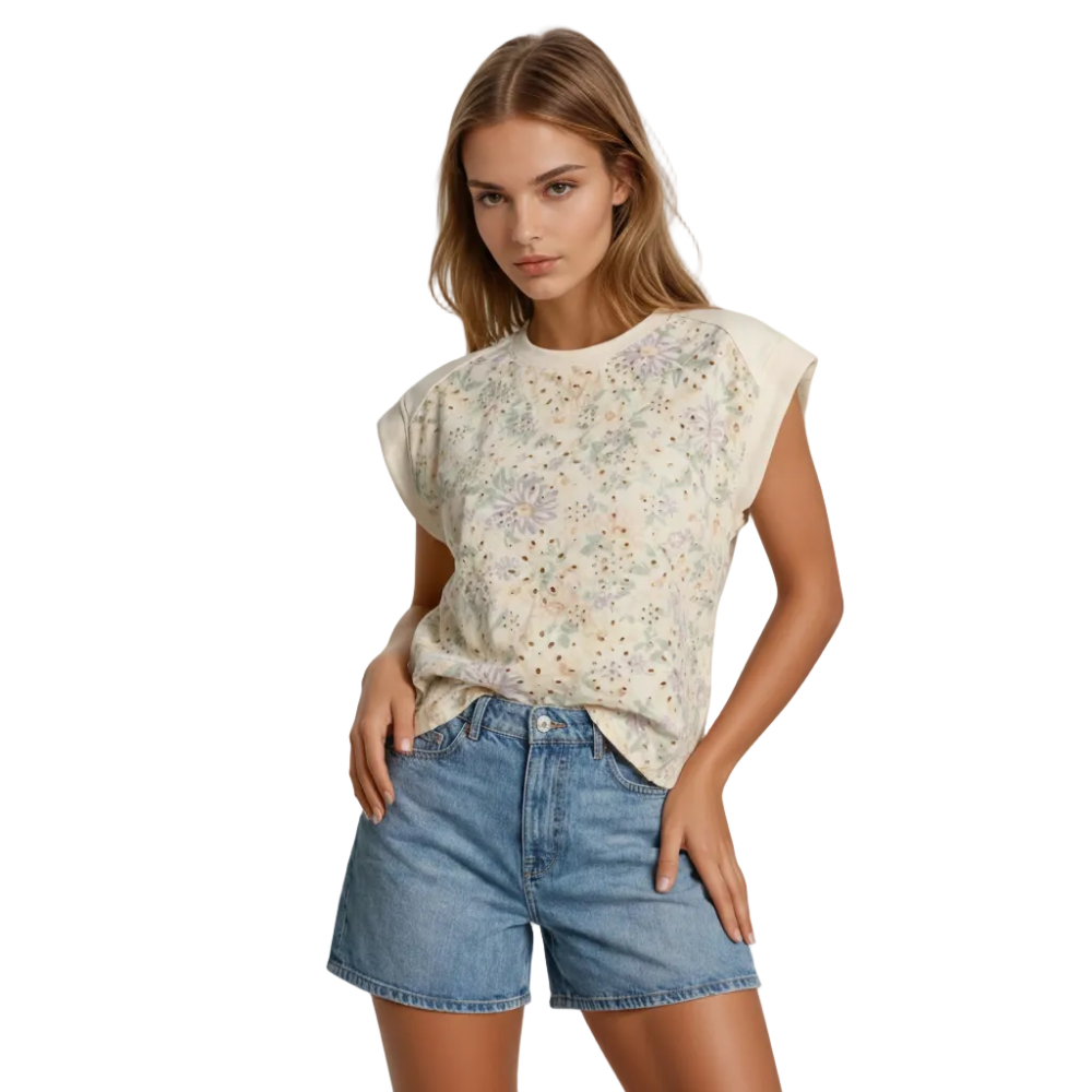 Floral Embroidery Muscle Top