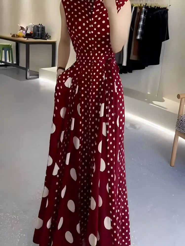 Polka Dot A-Line Midi Dress