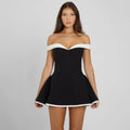 Contrast Ruffle Mini Dress