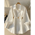 Elegant White Turn-Down Collar Shirt