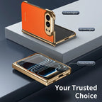 High Quality Plating PU Leather Texture Phone Case for IPhone Duo 5G 2026 with Tempered Glass Screen Protect Shockproof Cover