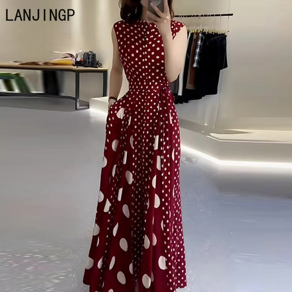 Polka Dot A-Line Midi Dress