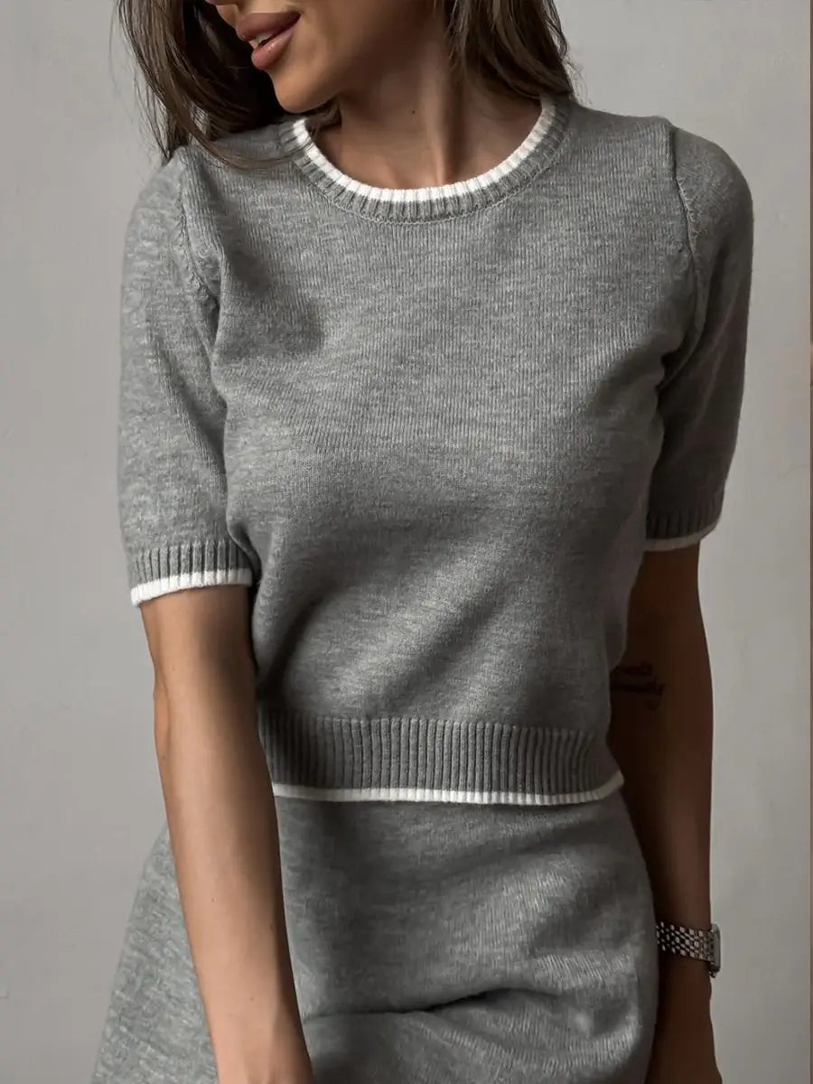 Elegant Knit Top and Skirt Set