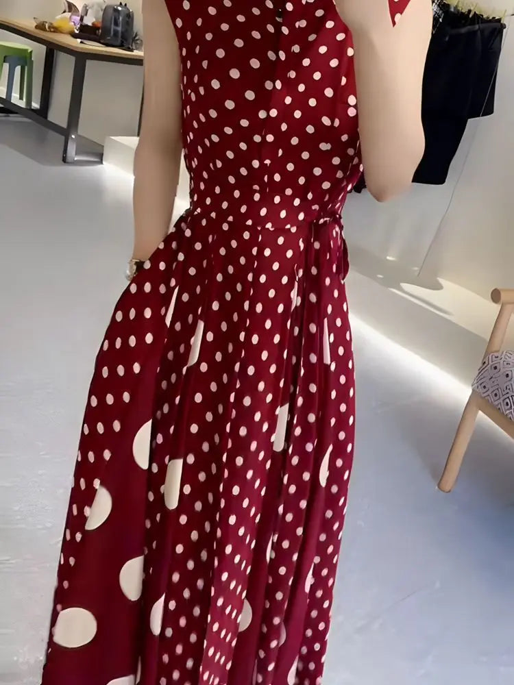 Polka Dot A-Line Midi Dress