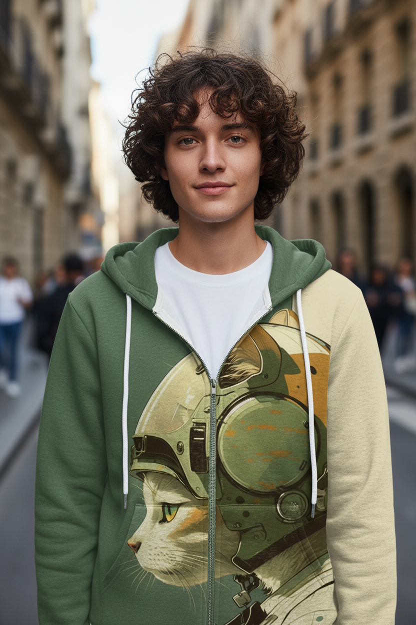 Cartoon Graffiti Cat 3d Print Zipper Hoodies Sweatshirts