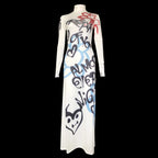 Graffiti Turtleneck Maxi Dress
