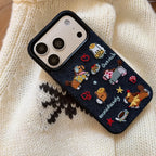 Artisan Denim Phone Case with Korean Embroidered Cartoon Design for iPhone 17 16 Pro 15 14 13 Pro Max