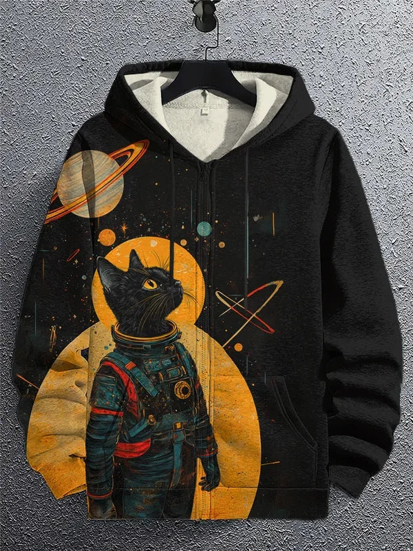 Cartoon Graffiti Cat 3d Print Zipper Hoodies Sweatshirts
