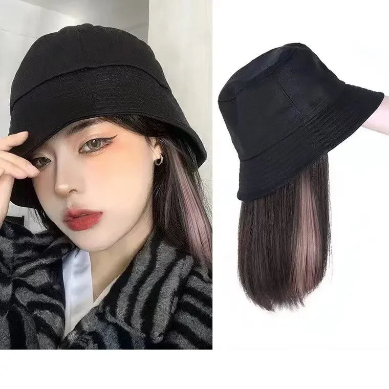 Hat Wig Straight Hair