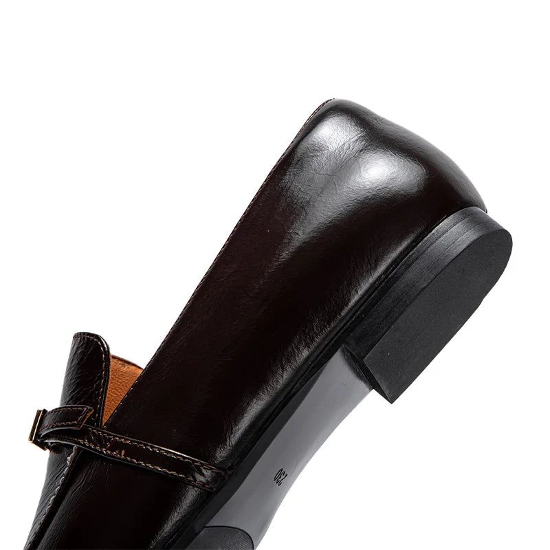Elegant Square Toe Leather Loafers