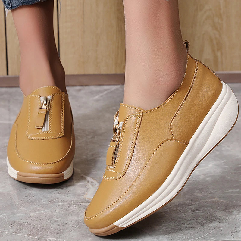 White Casual Flat Sneakers