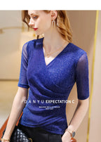 Elegant Glitter V-Neck Top