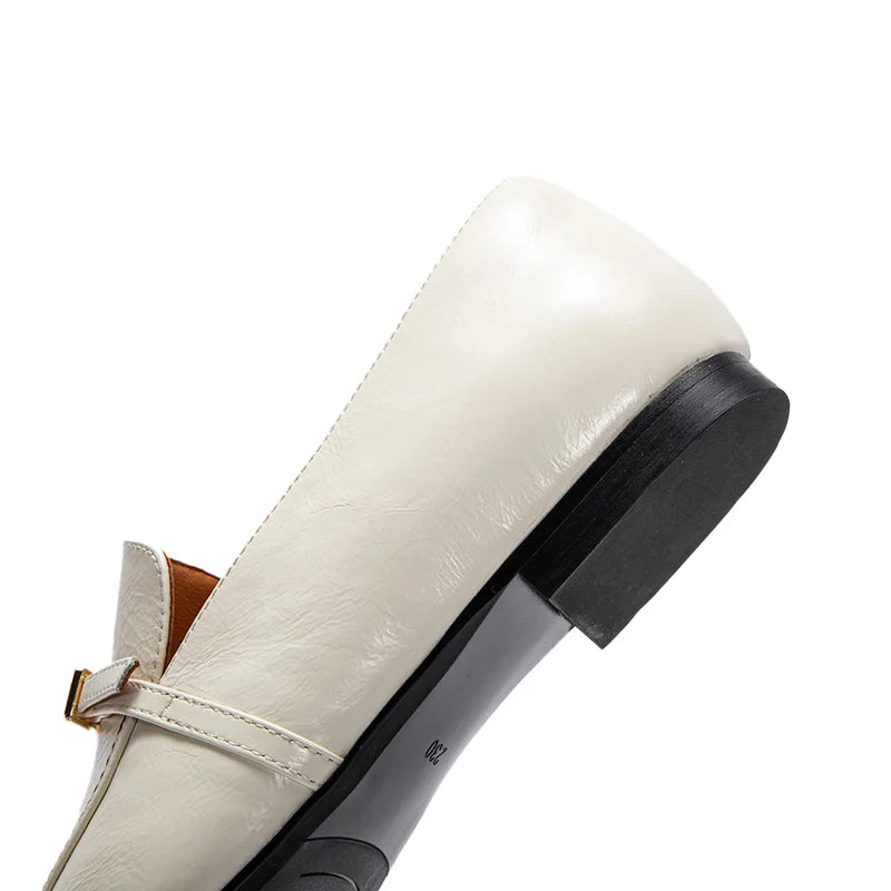 Elegant Square Toe Leather Loafers