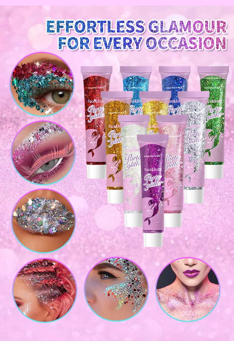 10 Piece Body Glitter Gel Set