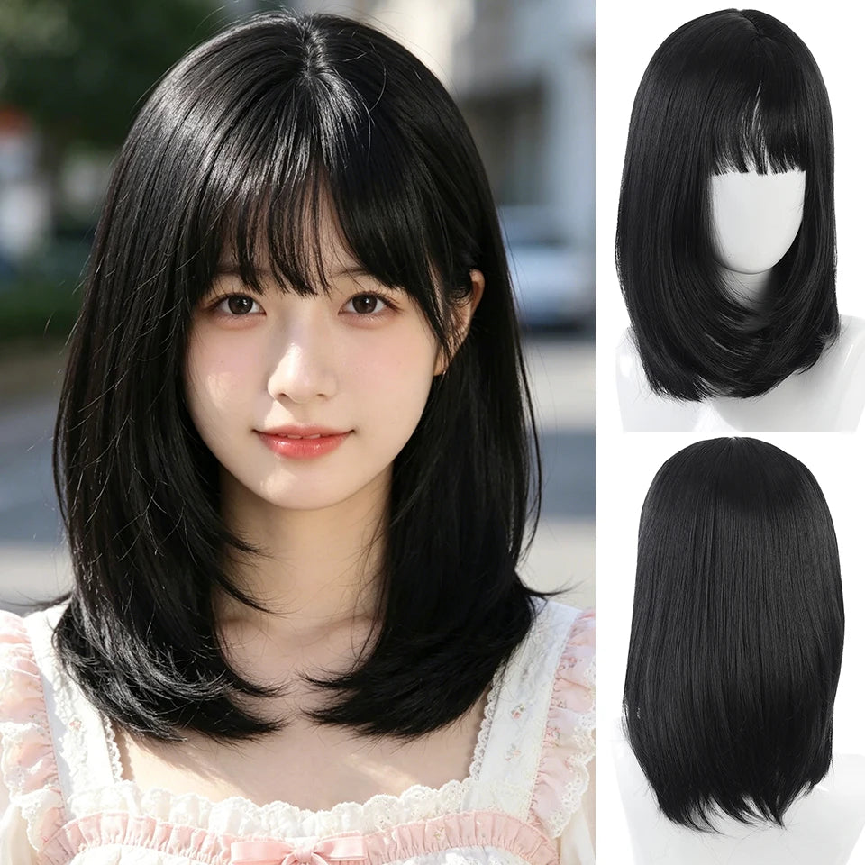 Straight Synthetic Bangs Wig