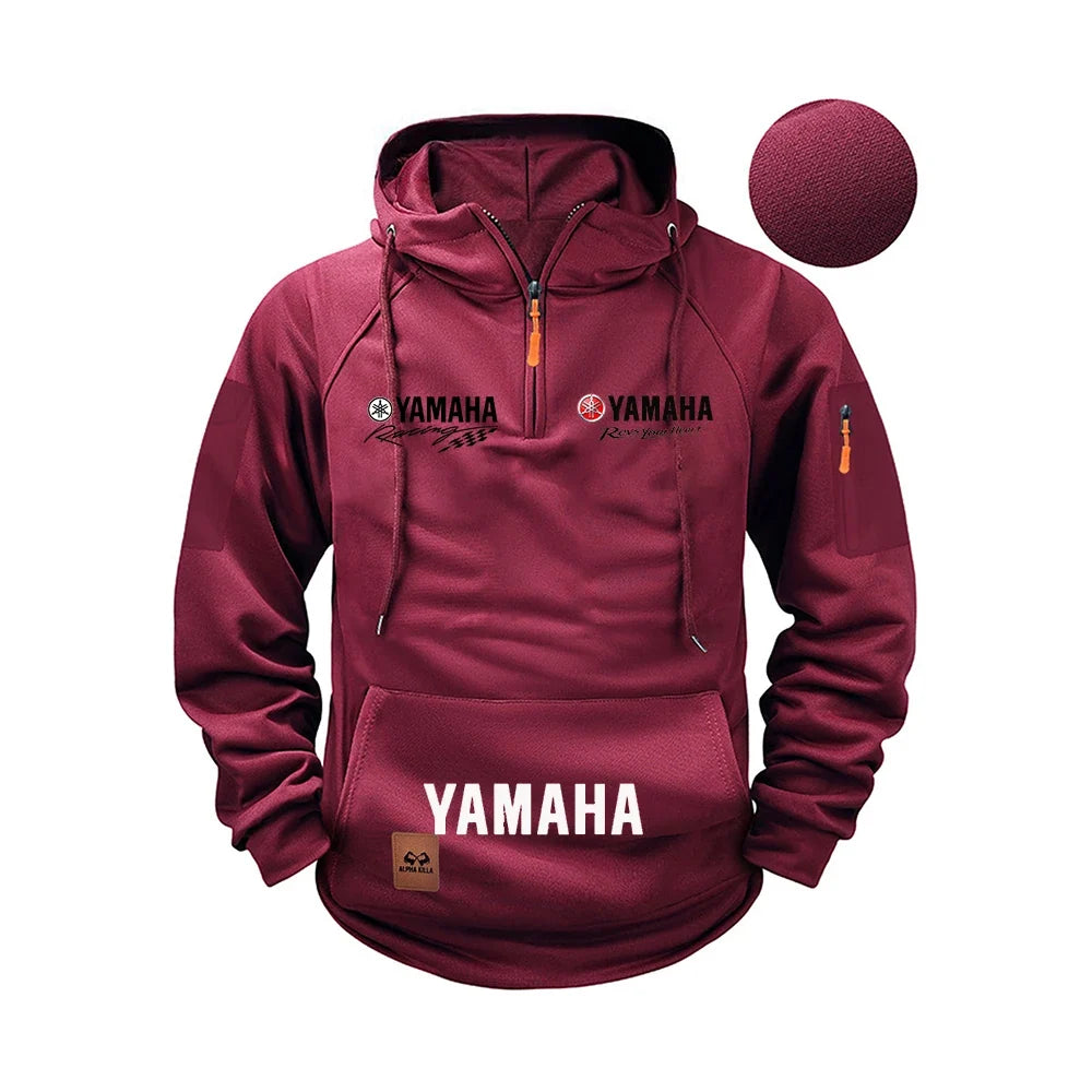 2026 Yamaha Autumn and Winter Vintage Heavy-Duty Men’s Fleece Hooded Sweater