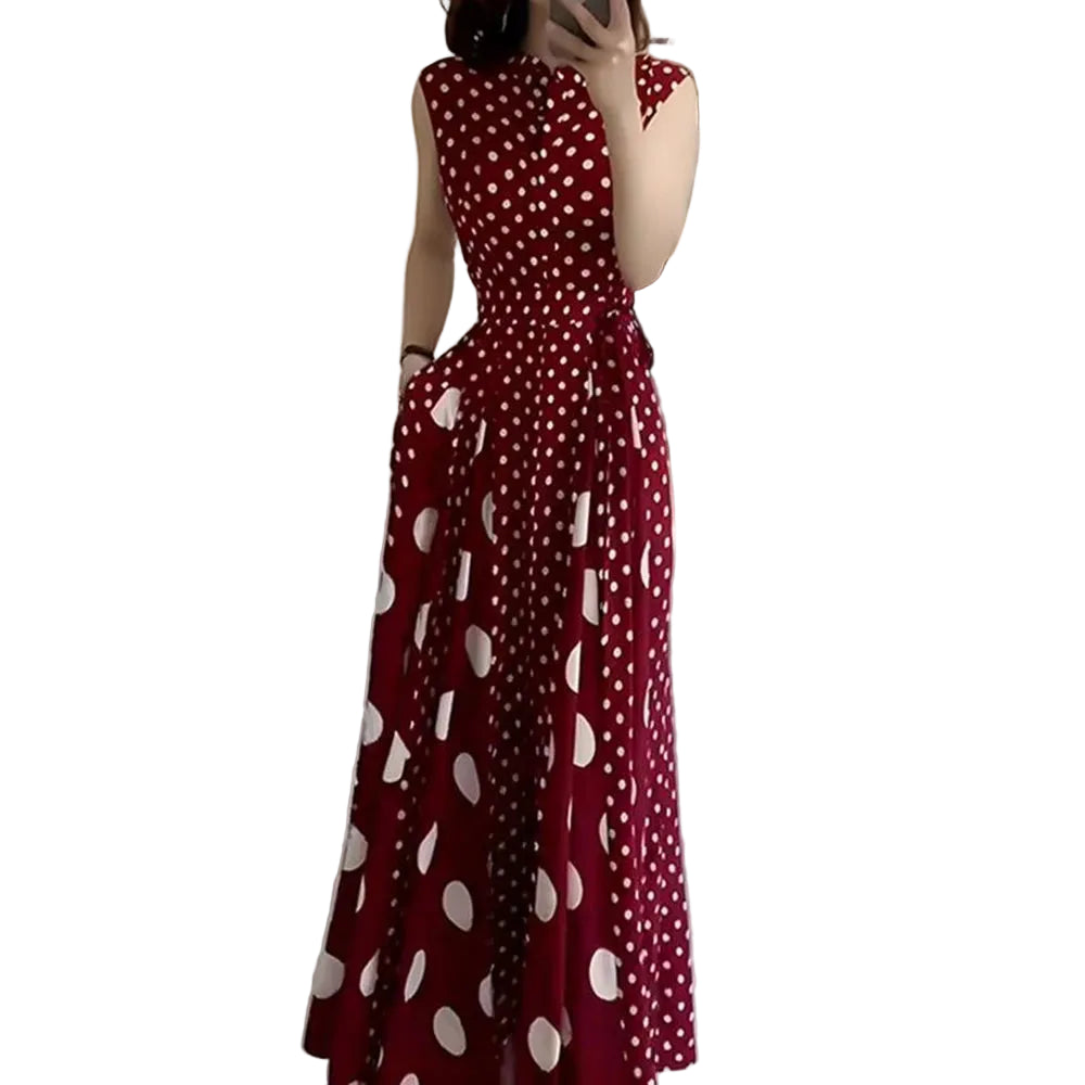 Polka Dot A-Line Midi Dress