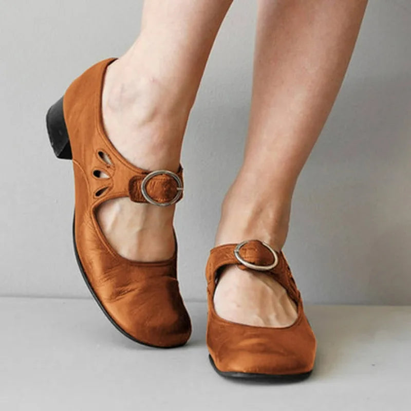 Women's Low Heel Buckle Pumps