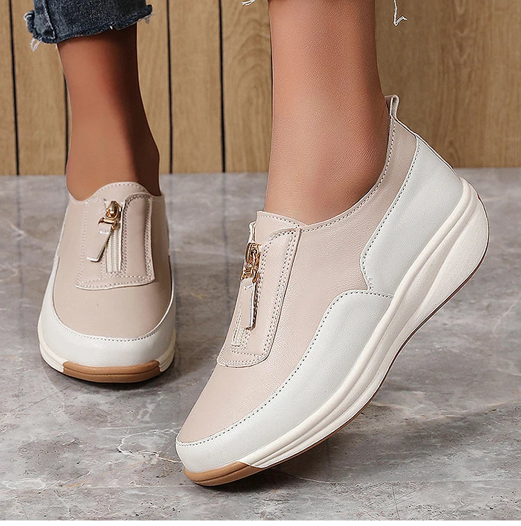 White Casual Flat Sneakers