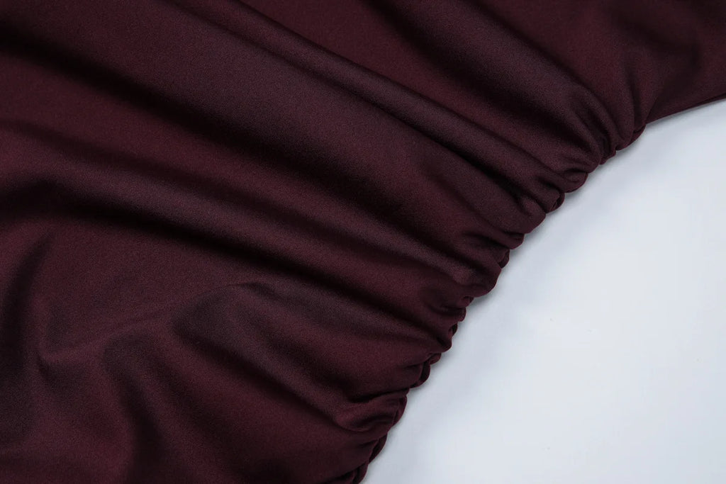 Pleated V-Neck Knee Length Dress