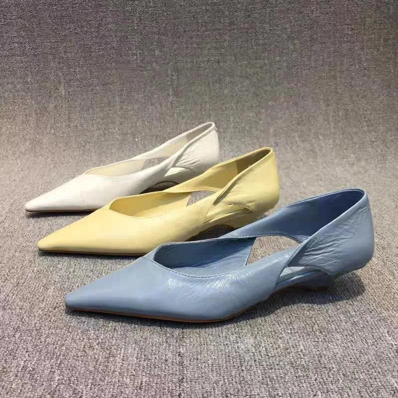 Blue Pointed Toe Low Heel Sandals