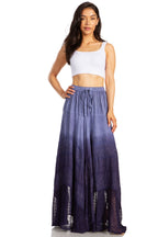 Sakkas Lyra Womens Bohemian Soft Brocade Rayon Tiered Embroidered Flowy Long Skirt
