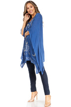 Sakkas Adalwin Third Tie Dye Desert Sun Circle Ponch Tunic Top Blouse W/Embroidery