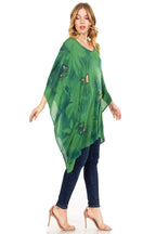Sakkas Adalwin Third Tie Dye Desert Sun Circle Ponch Tunic Top Blouse W/Embroidery