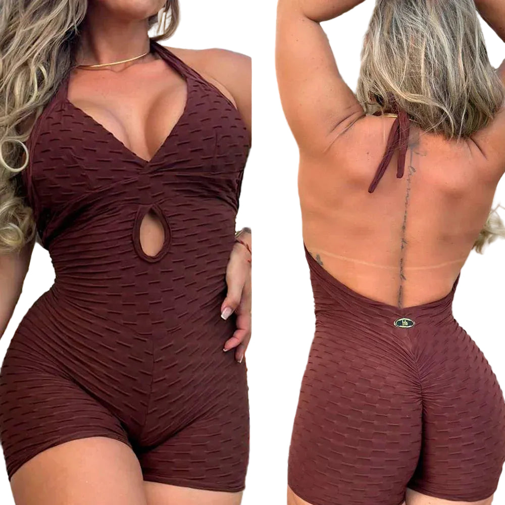 Scrunch Back Wave Short Jumpsuit