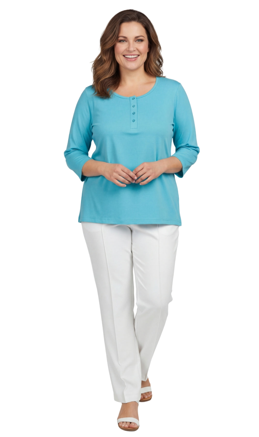 3/4 Sleeve Henley Top