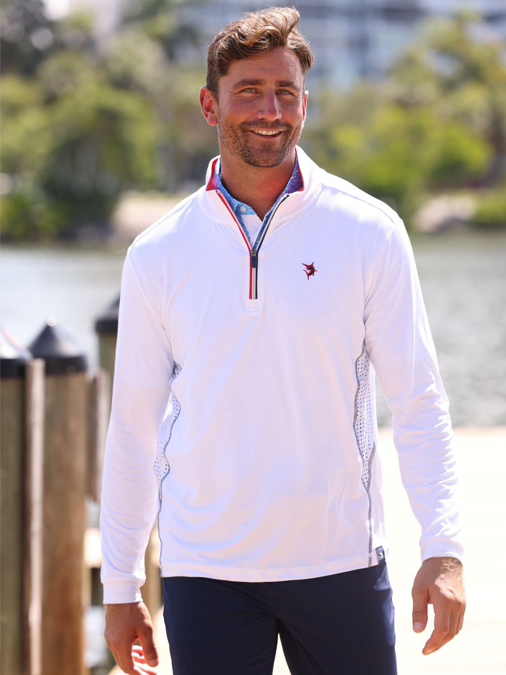 White Performance Quarter Zip