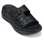 CALTO - X1660 - 2 Inches Taller (Black Buckle) - Dual Adjustable Buckle Sandal